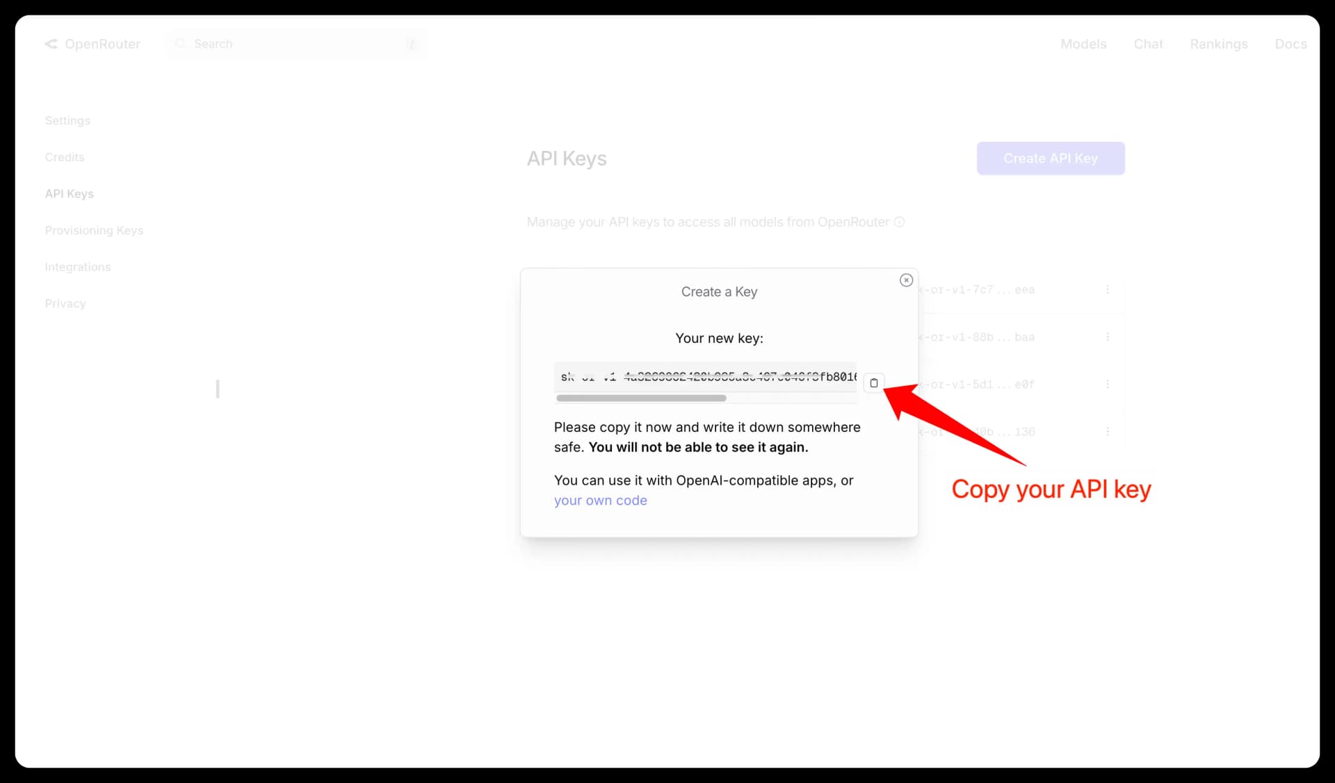 Copy your API key