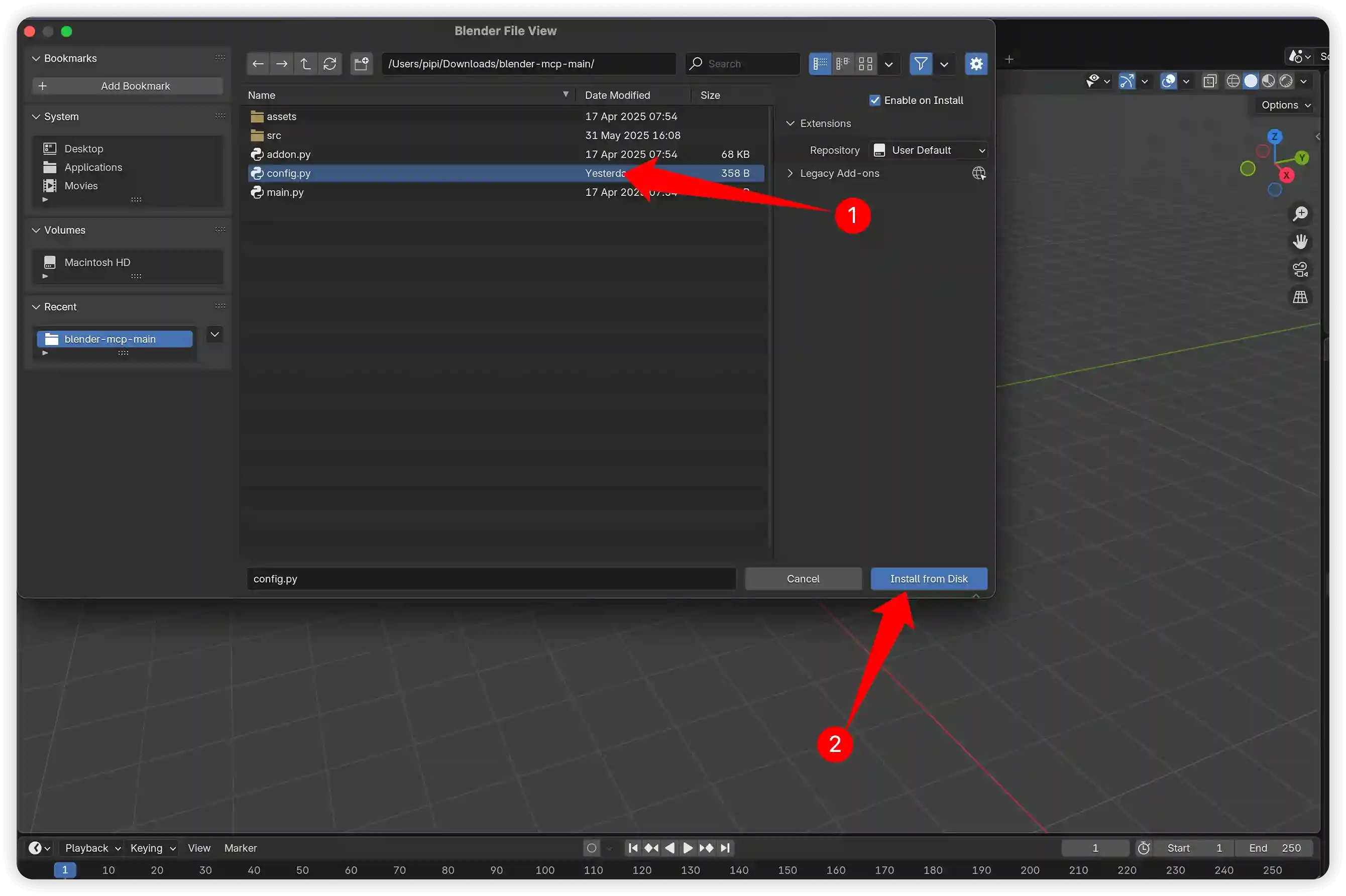 Select addon.py file and install